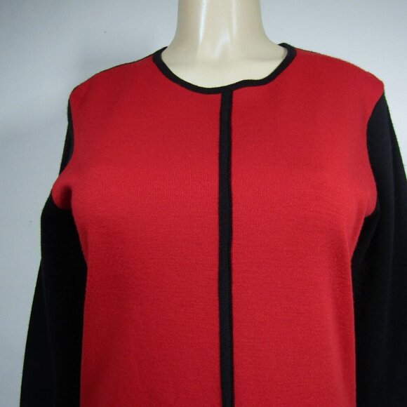 VTG COLOR BLOCK M 80s 90s Red MOD Abstract Academia Knit Dress Liz Claiborne - Picture 2 of 10